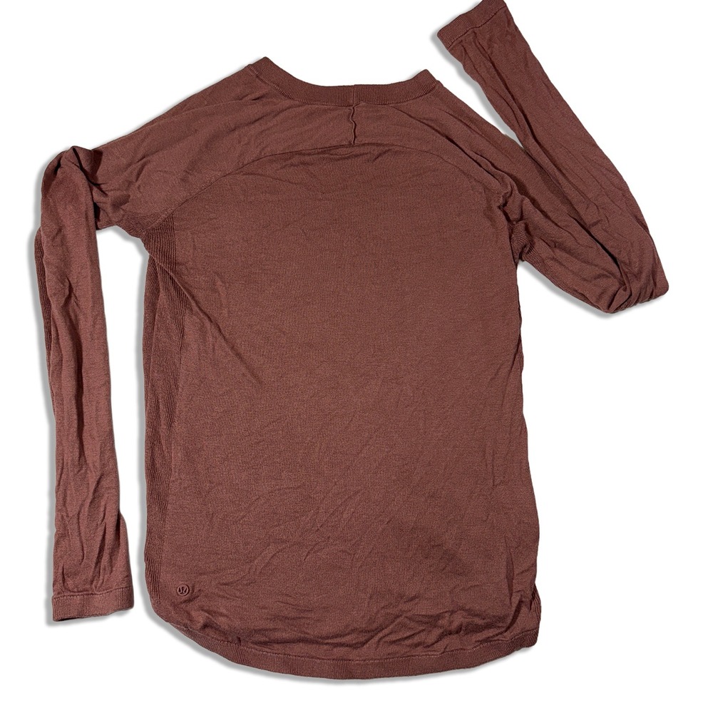 Lululemon Rest Less Pullover Long Sleeve Shirt Cashmere Blend Rust Womens 8 - Picture 2 of 5